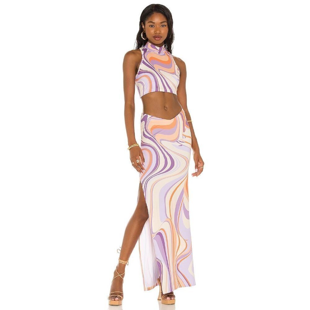 Farai London X REVOLVE Joelle Maxi Skirt in Muted Swirl Small